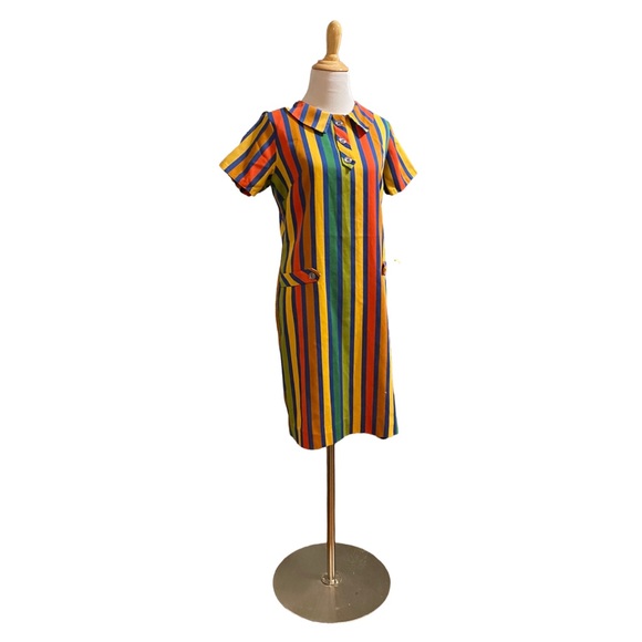 Vintage 1970s Handmade Rainbow Stripe Dress - Picture 7 of 9